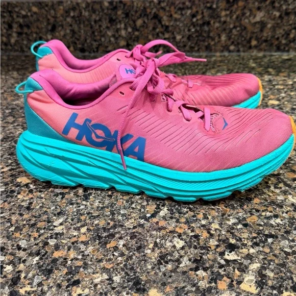 Hoka Vibrant Pink and Teal Sneakers ladies Rincon 3 size 7.5 - Picture 1 of 10